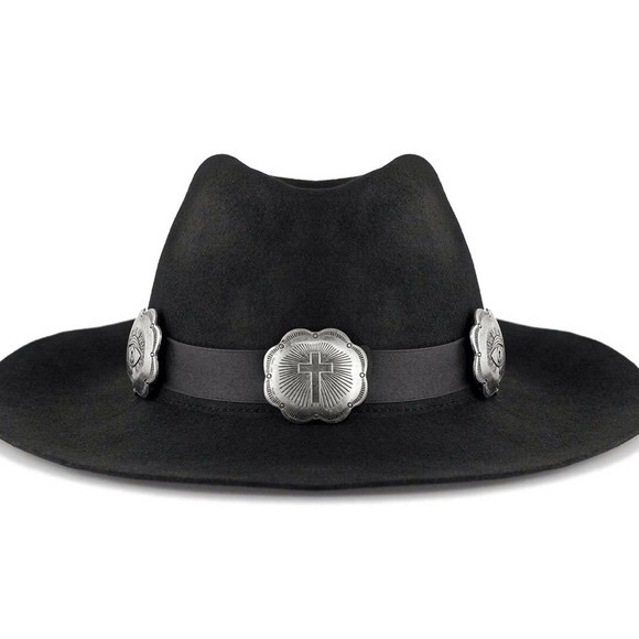 Unif beautiful concho wide brim black hat - felt fabric. 

Excellent condition! - Picture 1 of 5